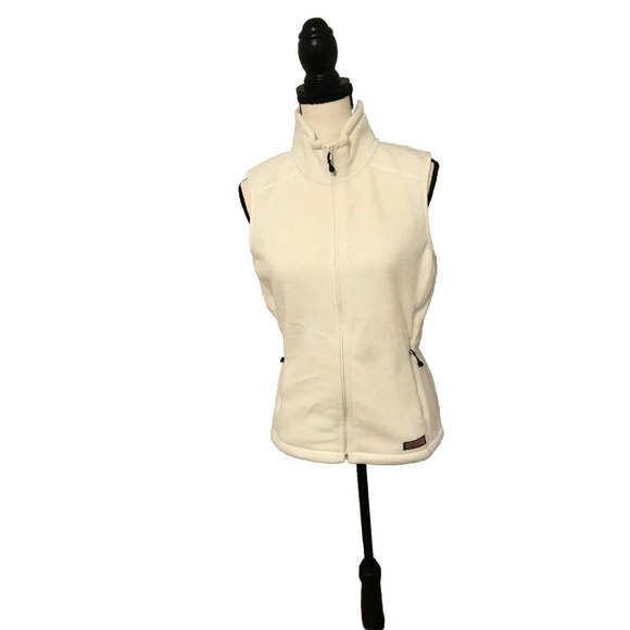 Vineyard Vines Westerly Fleece Sleeveless Zip Closure Vest White Size XS - Picture 2 of 10